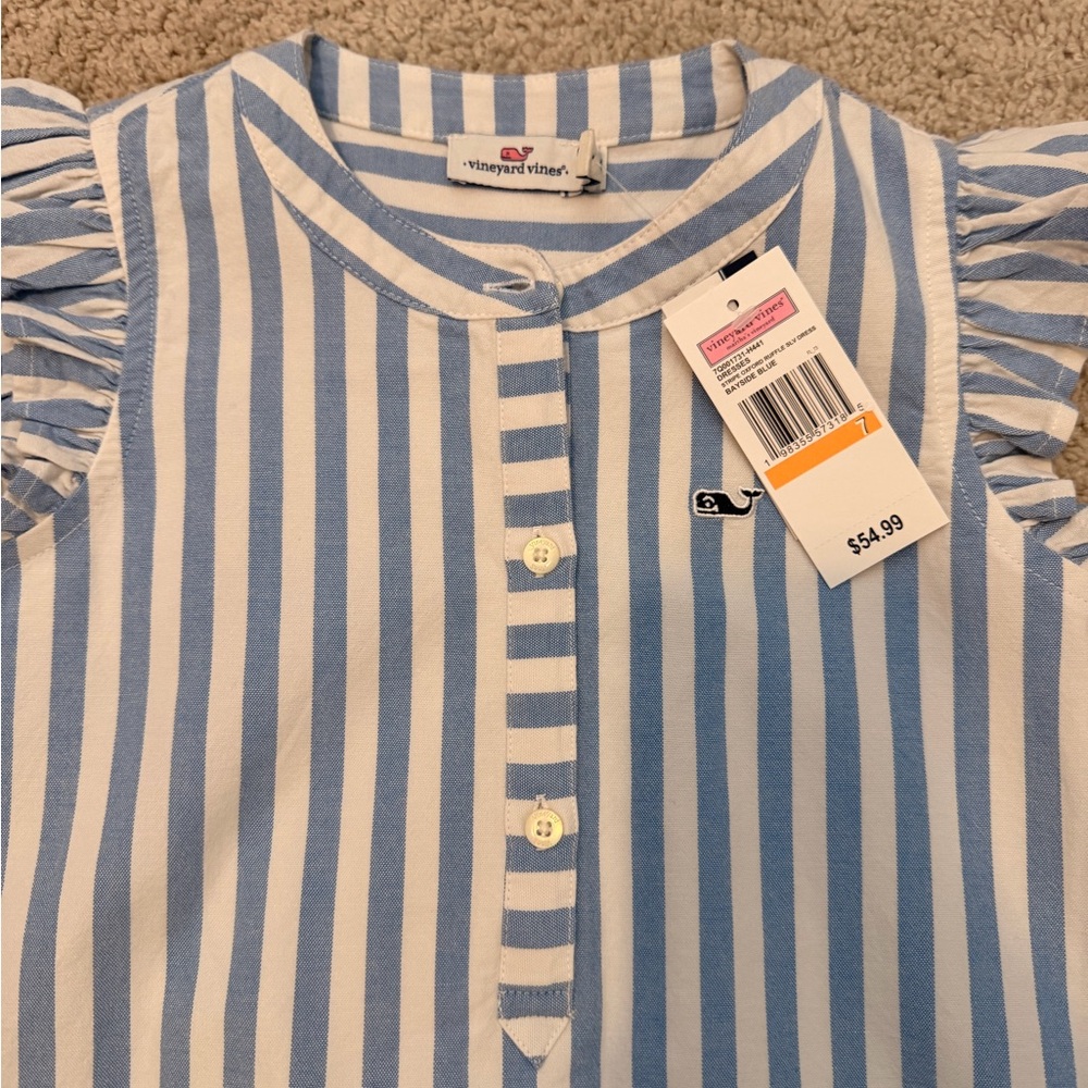Vineyard Vines Light Blue and White Striped Top